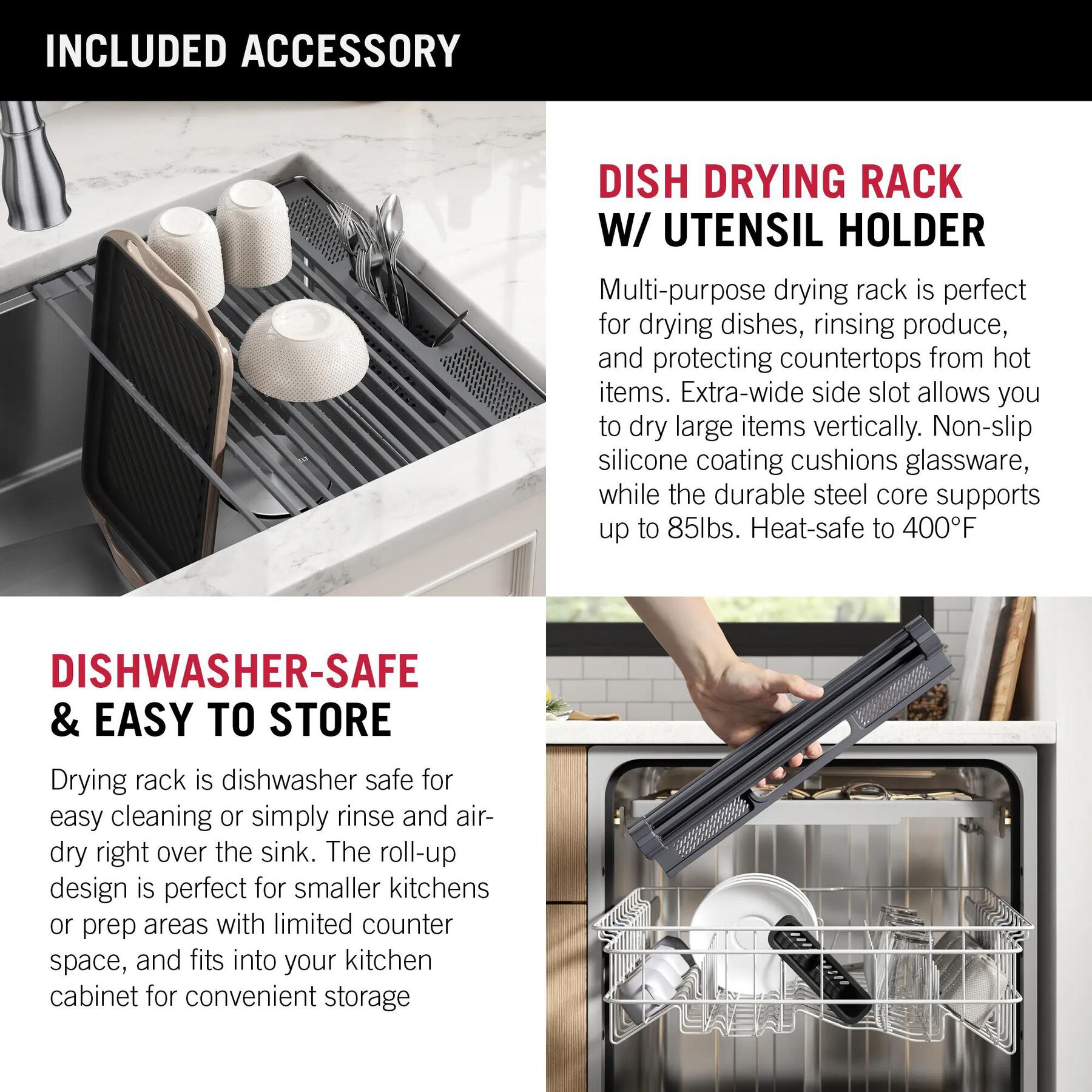 45&rdquo; Workstation Undermount Single Bowl 16 Gauge Stainless Steel Kitchen Sink with 2-Tier&nbsp;WorkFlow&trade; Ledge and Accessories